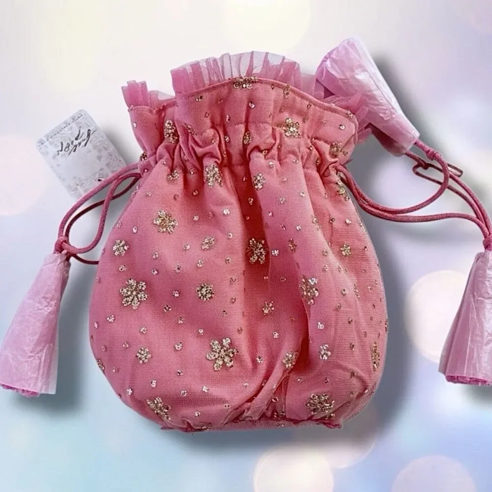 Free People Sparkle Pink Celebration Gift Sack/Make Up Bag/Closet Decoration NWT